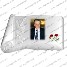 Διακοσμητικό μνημείου με αφιέρωση προσωπική βιβλίο με λουλούδι IMX-VL0001-1