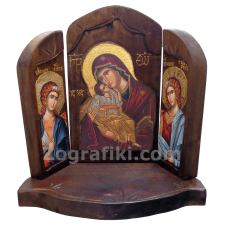 Εικονοστάσι τρίπτυχο Παναγία Γλυκοφιλούσα και Αρχάγγελοι PAN-0017-4