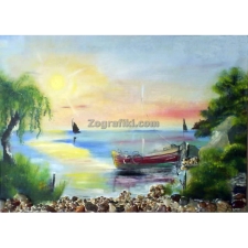 Πίνακας ζωγραφικής Θάσος το ηλιοβασίλεμα (ανάγλυφο) AT-0007