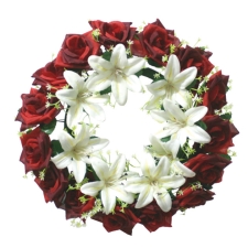 Στεφάνι με λουλούδια λίλυ τριαντάφυλλο - 01.002.044c