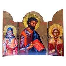Τρίπτυχο χρυσό άγιος Μάρκος αγία Χρυσάνθη άγιος Αγαπητός PAN-0053-0003