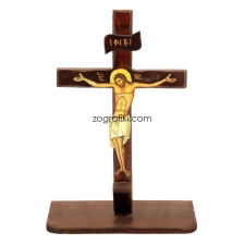 Σταυρός σκαλιστός ξύλινος με Χριστό επιτραπέζιος PAN-1028