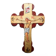 Σταυρός σκαλιστός ξύλινος με Χριστό χρυσό PAN-0750