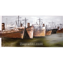 Πίνακας ζωγραφικής Καράβια στο λιμάνι NEX-0106