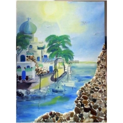 Πίνακας ζωγραφικής Νησιώτικο τοπίο (ανάγλυφο) AT-0003