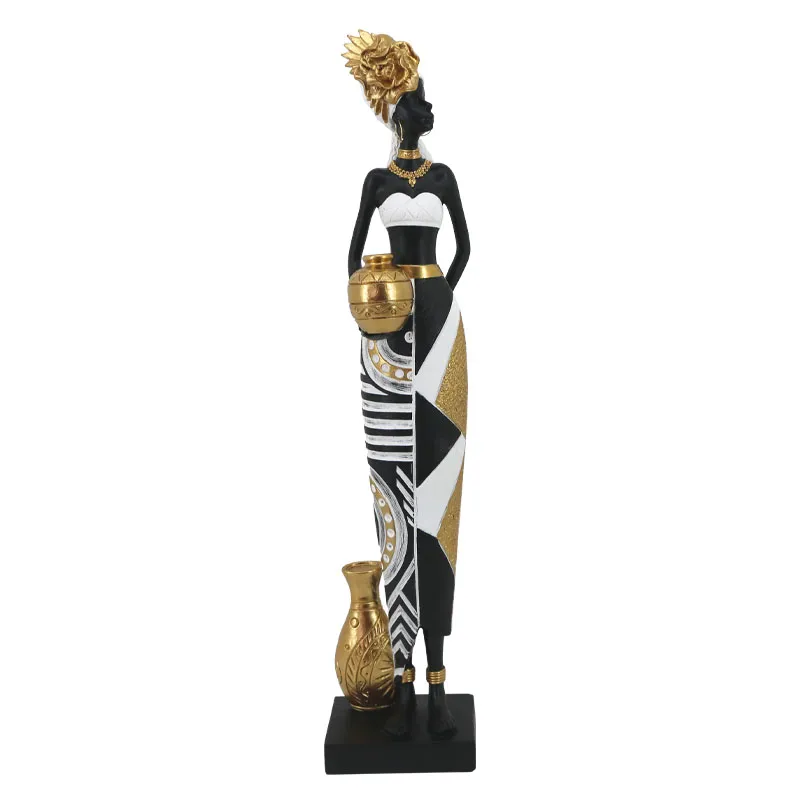 ΔΙΑΚΟΣΜΗΤΙΚΗ ΦΙΓΟΥΡΑ ΠΑΡΑΔΟΣΙΑΚΗ ΑΦΡΙΚΑΝΑ ΜΕ ΔΟΧΕΙΑ - 10.5x8x48cm 12/KIB