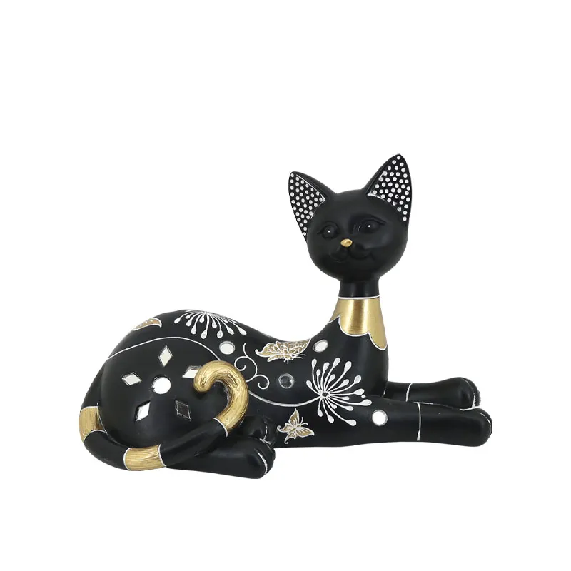 ΔΙΑΚΟΣΜΗΤΙΚΗ ΦΙΓΟΥΡΑ ΓΑΤΑ ΞΑΠΛΩΤΗ ΜΕ ΣΧΕΔΙΑ & ΣΤΡΑΣ - 23.5x11x15.5cm 12/KIB