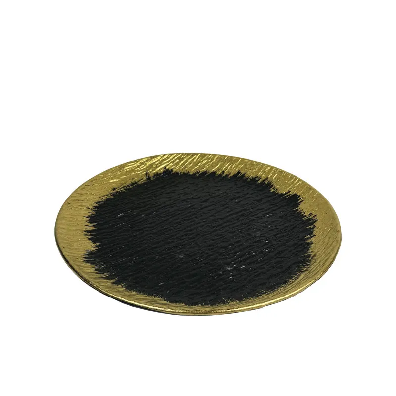 ΚΕΡΑΜΙΚH ΠΙΑΤΕΛΑ ΜΑΥΡΟ/ΧΡΥΣΟ ΟΜΠΡΕ ΕΦΕ ΣΤΡΟΓΓΥΛΗ - Φ29.2cm 3/24ΚΙΒ