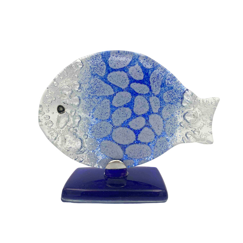ΕΠΙΤΡAΠΕΖΙΟ ΔΙΑΚΟΣΜΗΤΙΚΟ ΨΑΡΙ  ΣΕ ΦΥΣΗΤΟ ΓΥΑΛΙ ΜΠΛΕ - Υ10cm