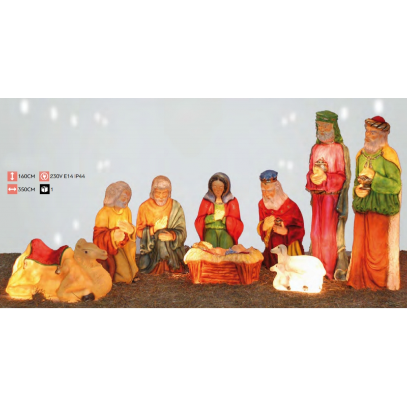 Φάτνη μεγάλη με μάγους εξωτερικού χώρου με φως 02.401.820