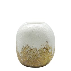 ΒΑΖΟ ΓΥΑΛΙΝΟ ΛΕΥΚΟ/ΧΡΥΣΟ ΜΙΚΡΟ - 20x14.5x21cm 1/6KIB